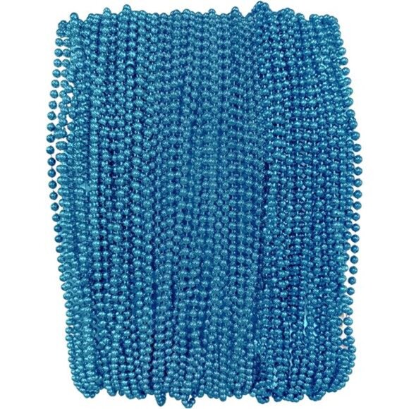 Turquoise Blue Mardi Gras Beads -33 inch,7mm,72 Necklaces,6 Dozen Party Supplies - Picture 1 of 8